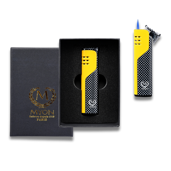 MYON Jet Feuerzeug Carbon / Gelb