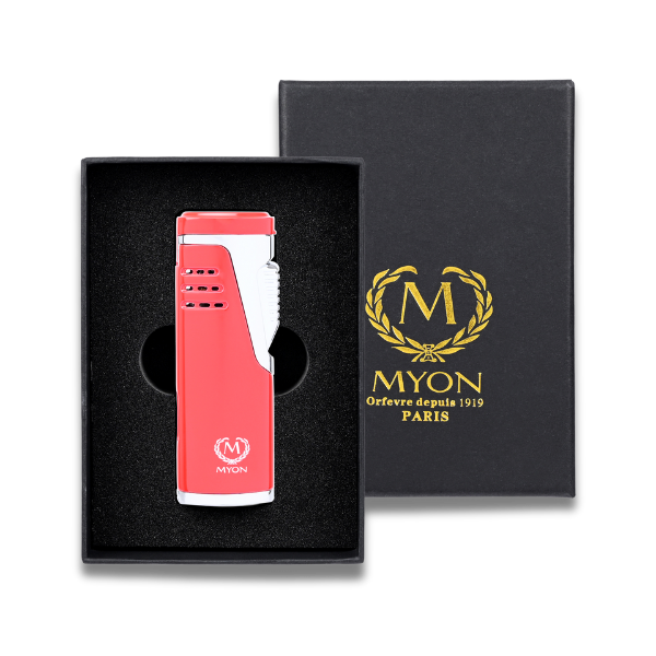 MYON 2-Jet Feuerzeug mit Piercer Rot